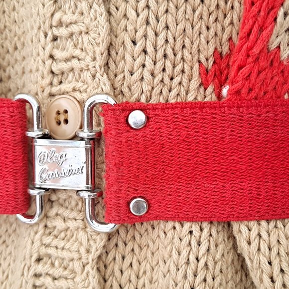 Vintage OLEG CASSINI Red Belt with Silver Clasp S/M main image 6